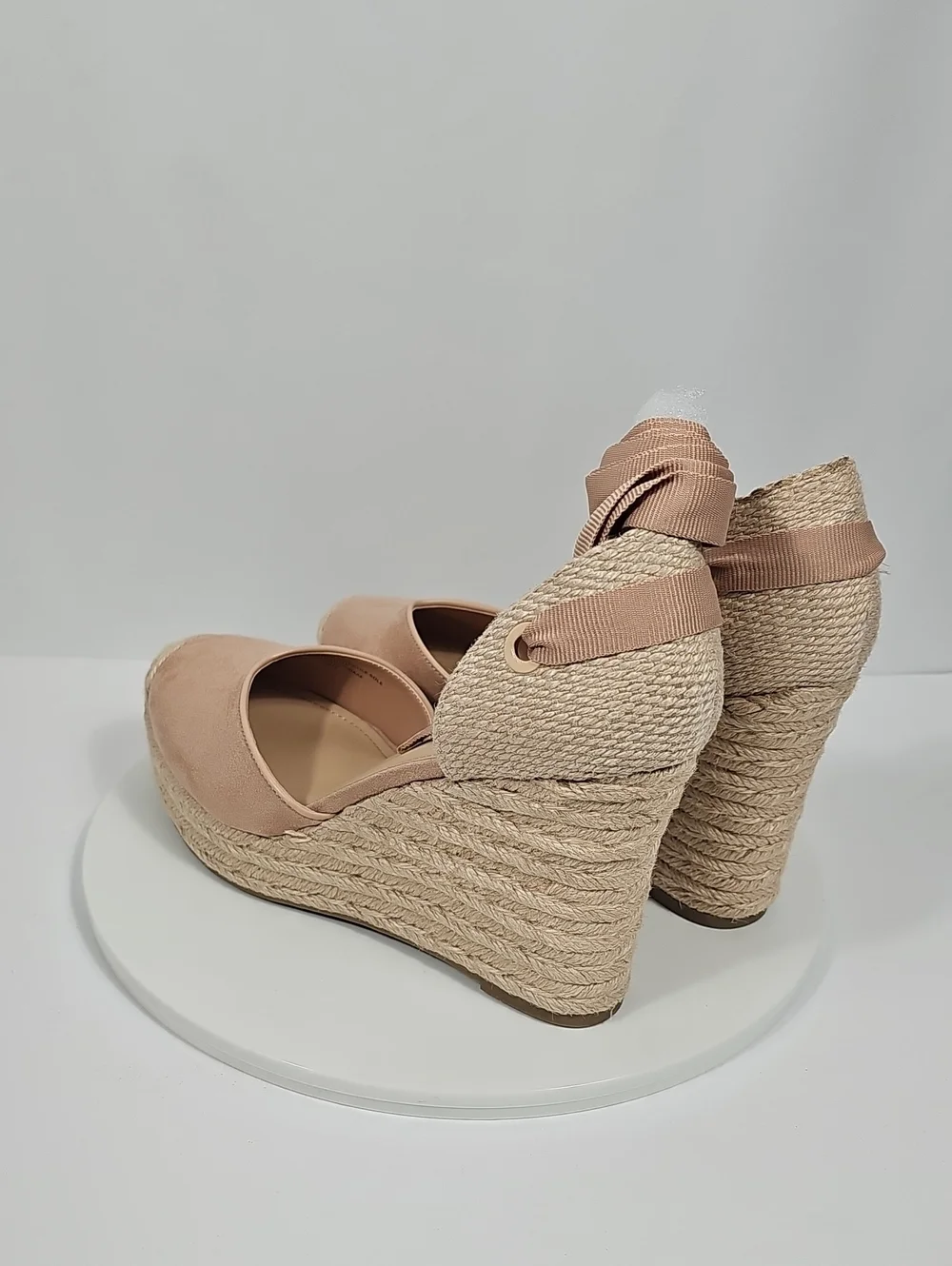 ON 34th Melindaa Espadrille Wedge Lace Up Sandals Nude Blush 10 NIB